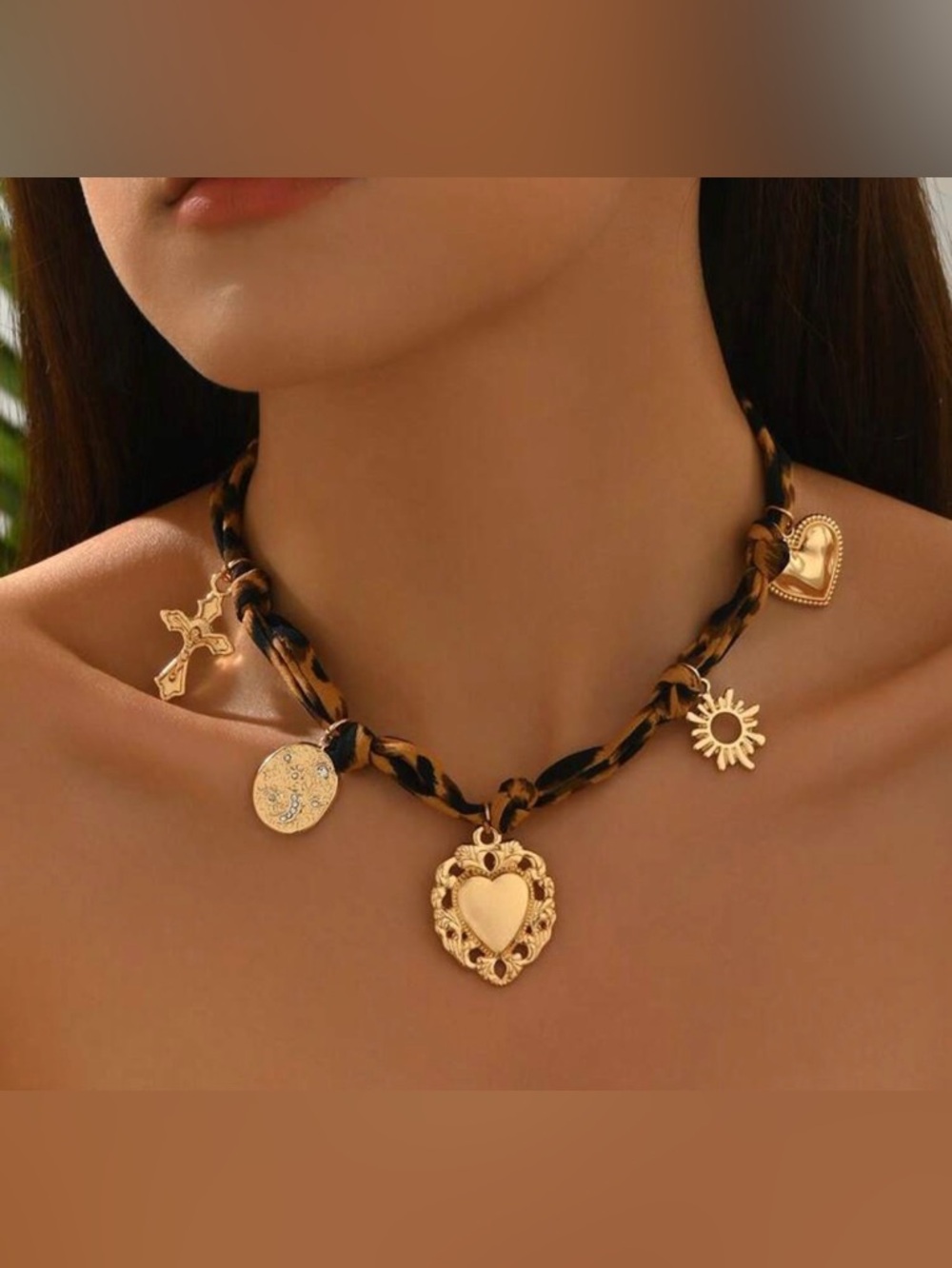 Leopard Scarf Charm Necklace